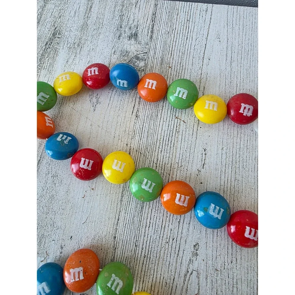 Vintage M&M Garland candy‎ Xmas decor rainbow red blue green